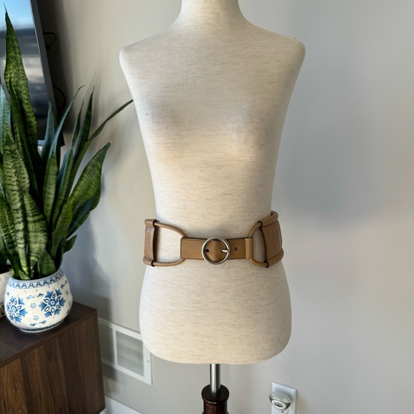 Vintage YSL Genuine Leather Wide Belt - Tan and Silver Hardware - Size: Small - Picture 14 of 14